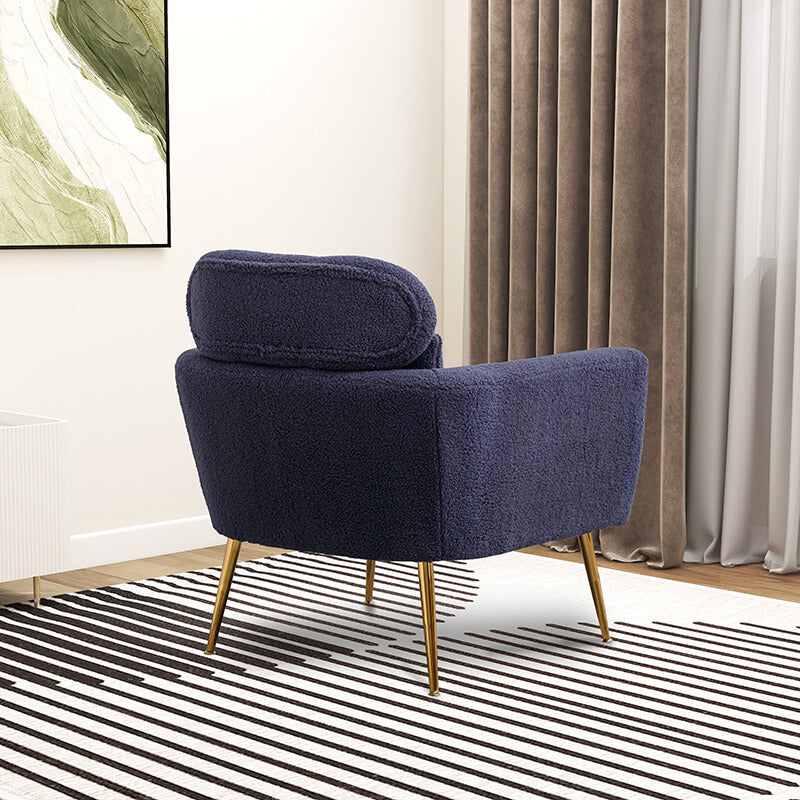 Modern Navy Boucle Accent Chair