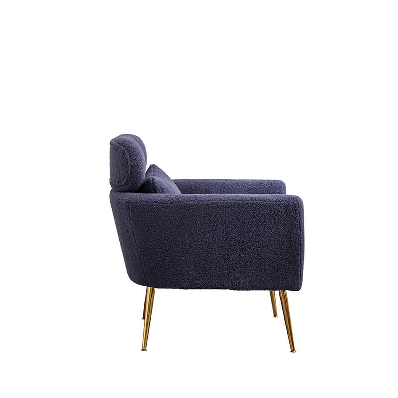 Modern Navy Boucle Accent Chair