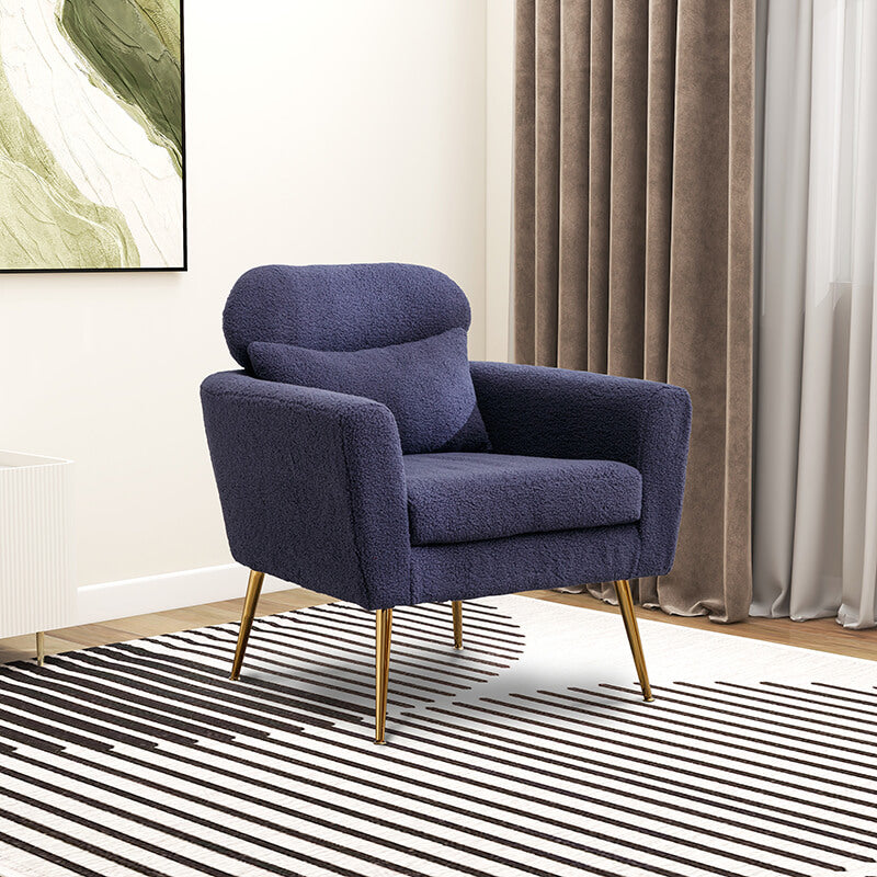 Modern Navy Boucle Accent Chair