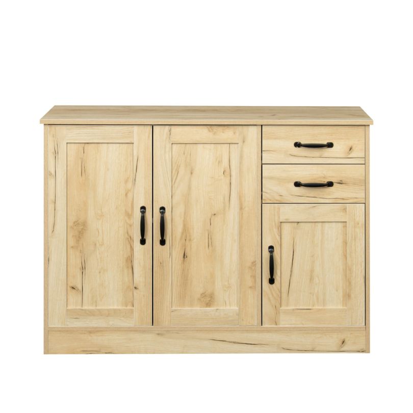 Modern Oak Entryway Buffet Sideboard with 3 Doors and 2 Drawers