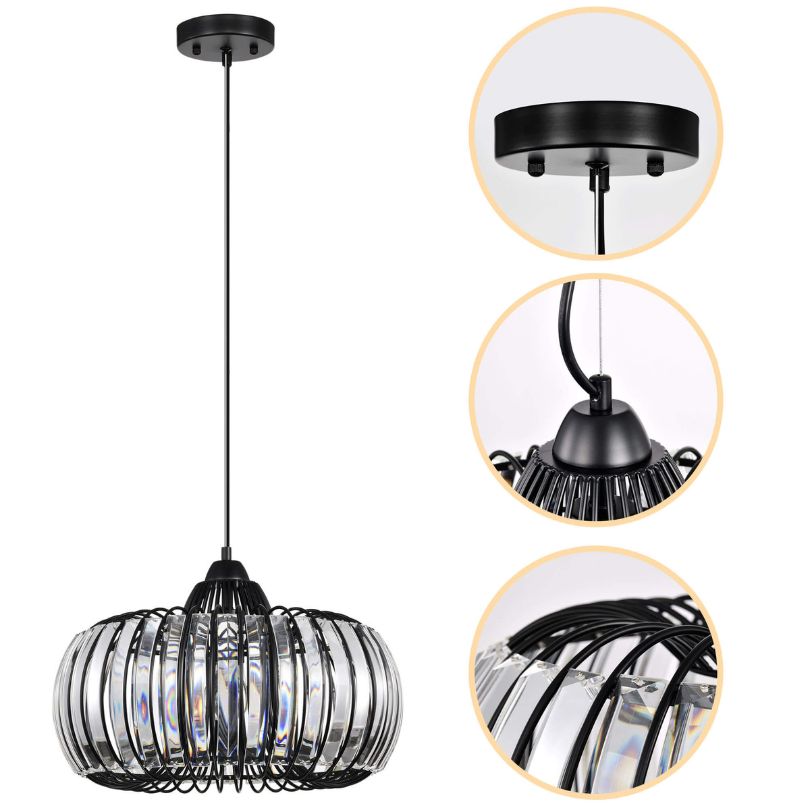 Modern Oblate Black Crystal Chandelier LED Fixture