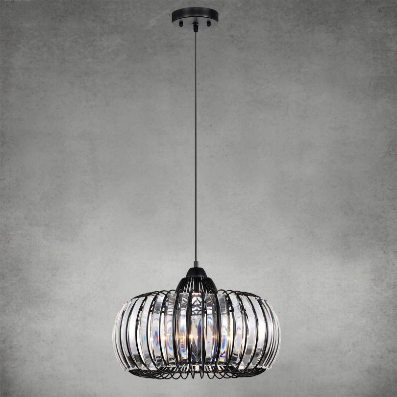 Modern Oblate Black Crystal Chandelier LED Fixture