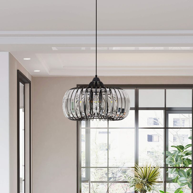 Modern Oblate Black Crystal Chandelier LED Fixture