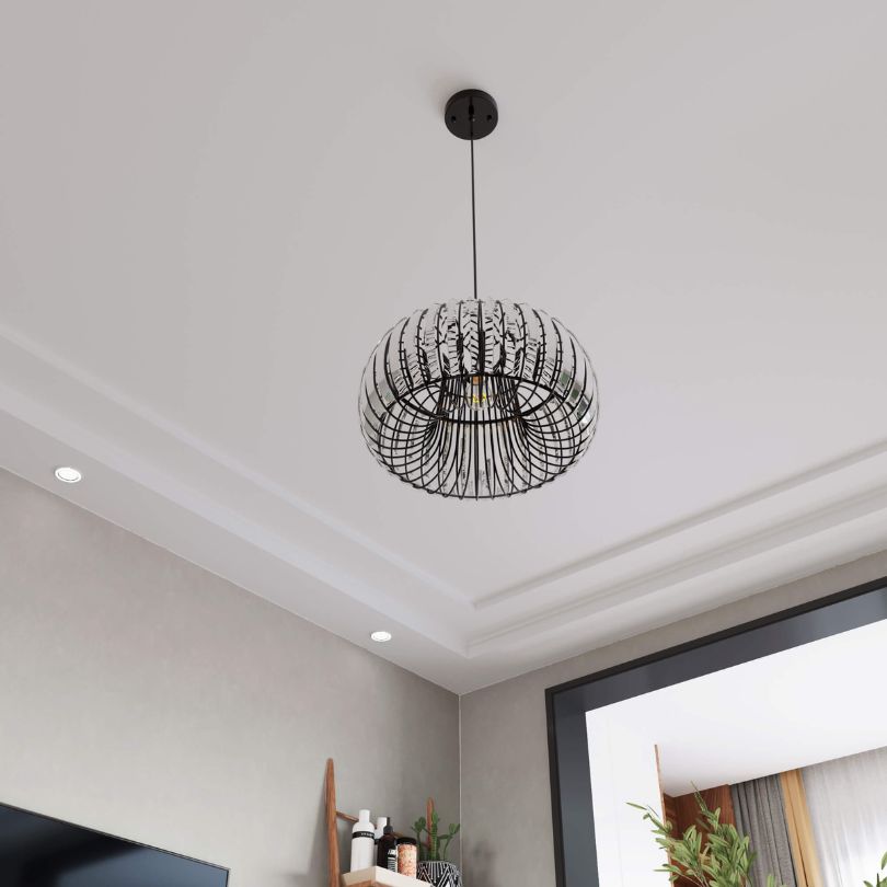 Modern Oblate Black Crystal Chandelier LED Fixture