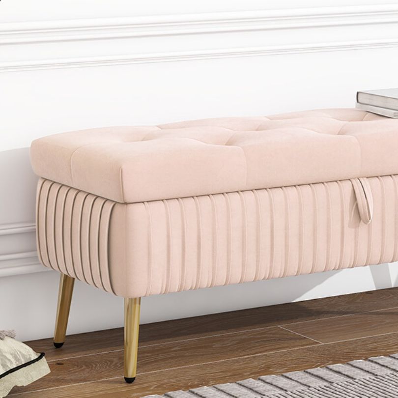 Modern Pink Entryway Button-Tufted Storage Ottoman