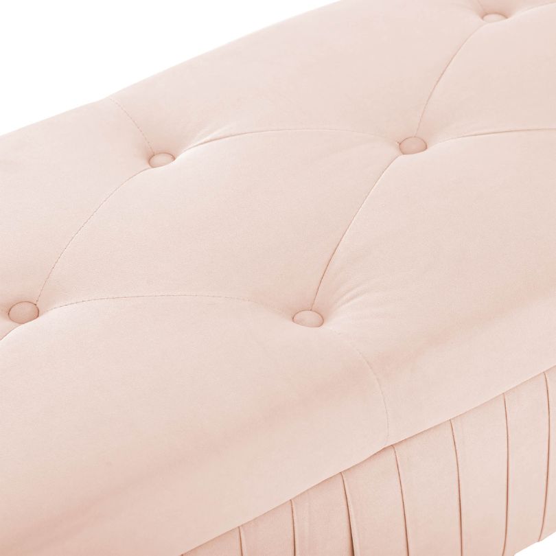 Modern Pink Entryway Button-Tufted Storage Ottoman