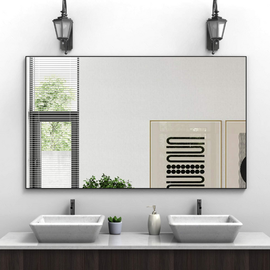 Modern Rectangular Bathroom Mirror with Black Frame