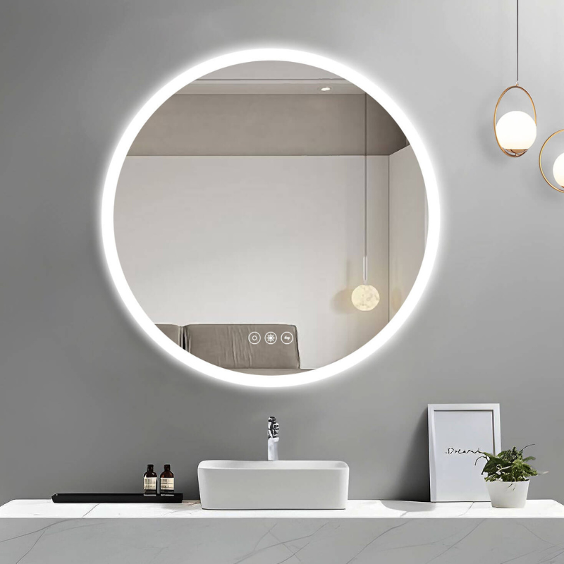 Modern Round Acrylic Wall-Mounted LED Mirror