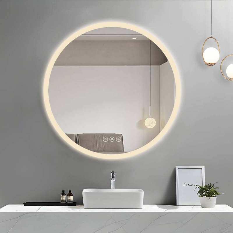 Modern Round Acrylic Wall-Mounted LED Mirror