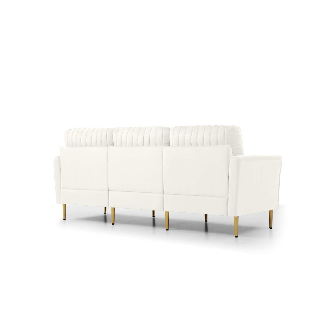 tufted white sofa