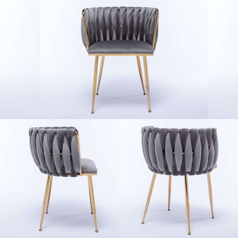 Modern Velvet Fabric Dining Chair With Golden Legs