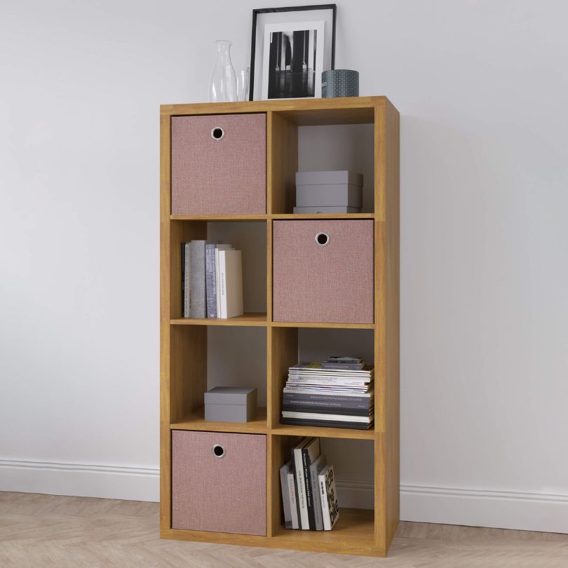 Modern Walnut Wood 8-Cube Storage Organiser