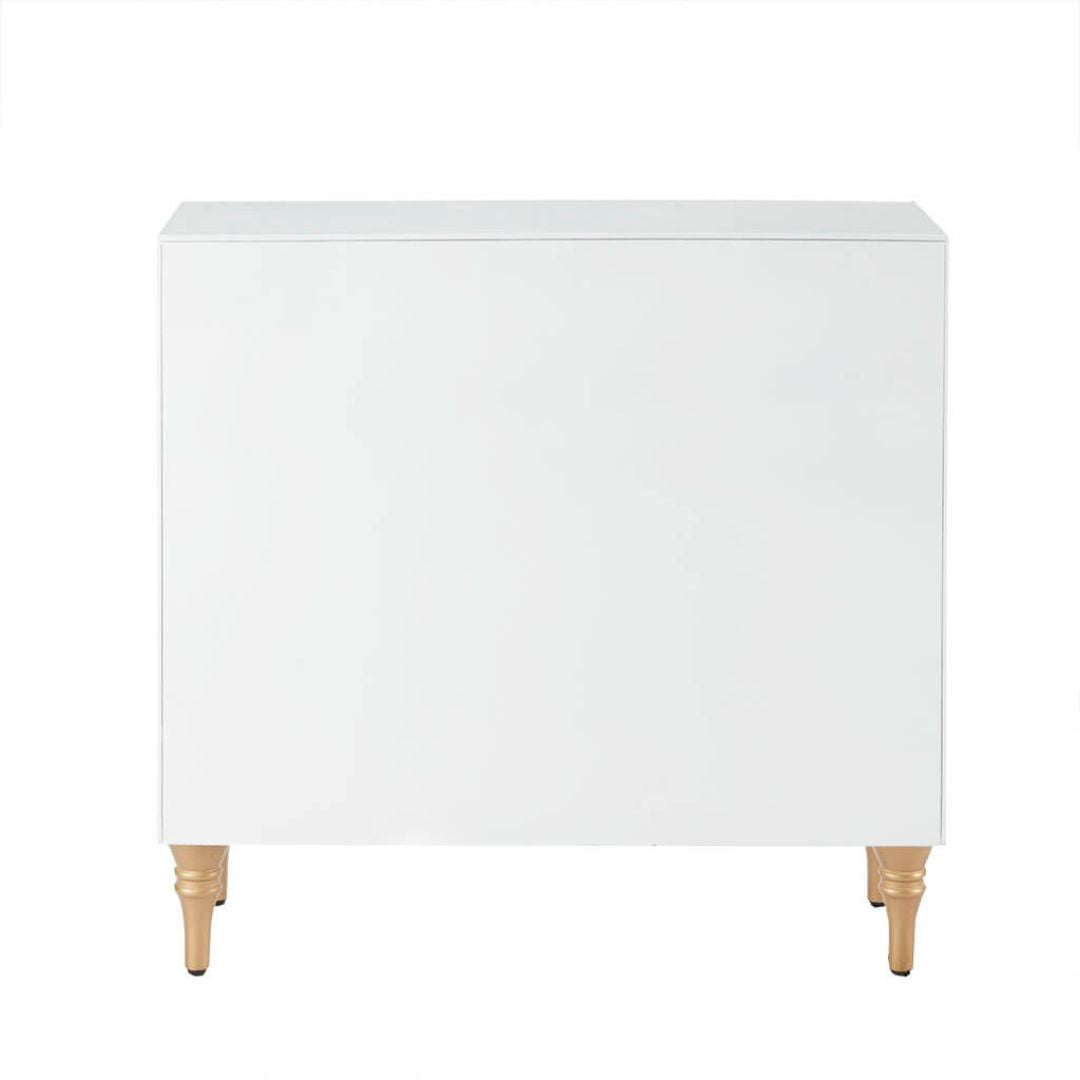 A back view Modern White Rubrix 3-drawer Chest