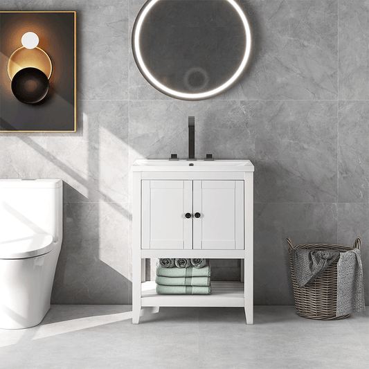 Modern White Sleek Bathroom Vanity Cabinet