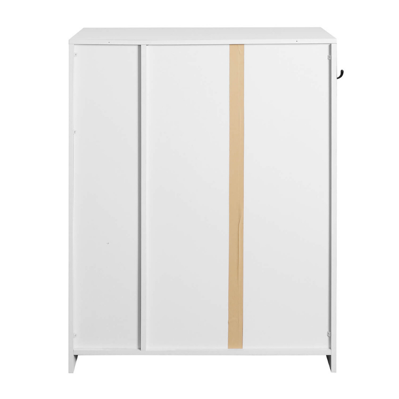 Modern White Slim Shoe Cabinet with Adjustable Shelf & Top Drawer