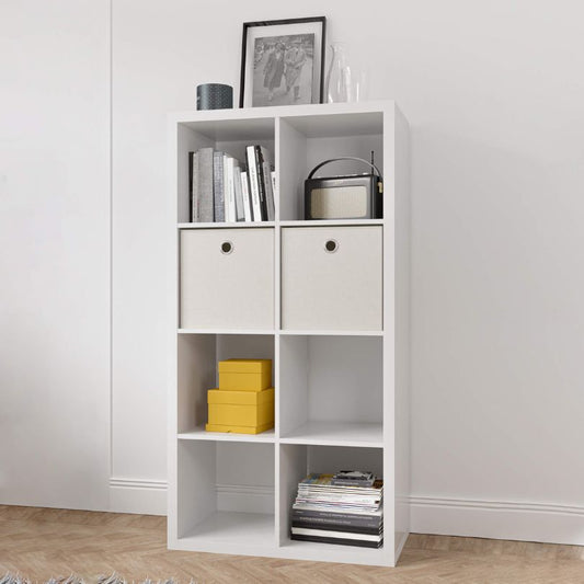 Modern White Solid Wood 8-Cube Bookcase