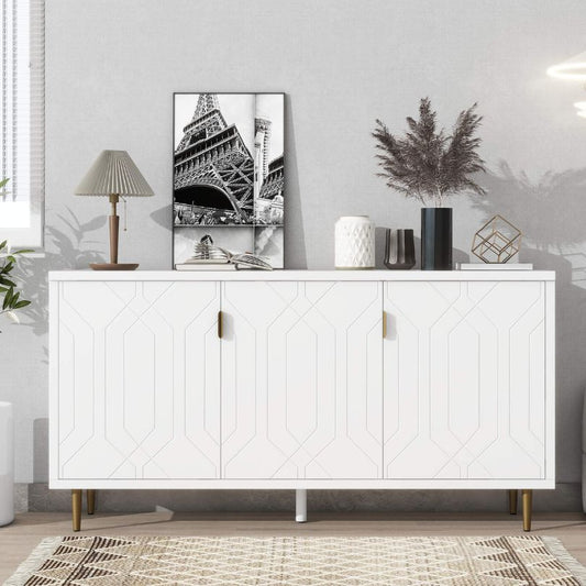 Modern White U-Can Console Table with Shelves