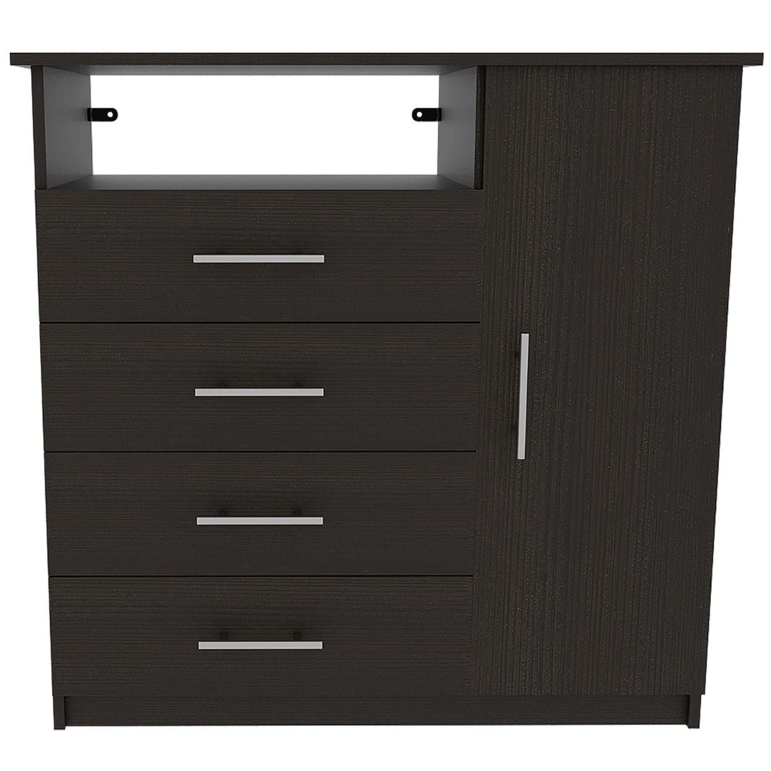 Modern Wooden Black Wengue 4-Drawer Dresser