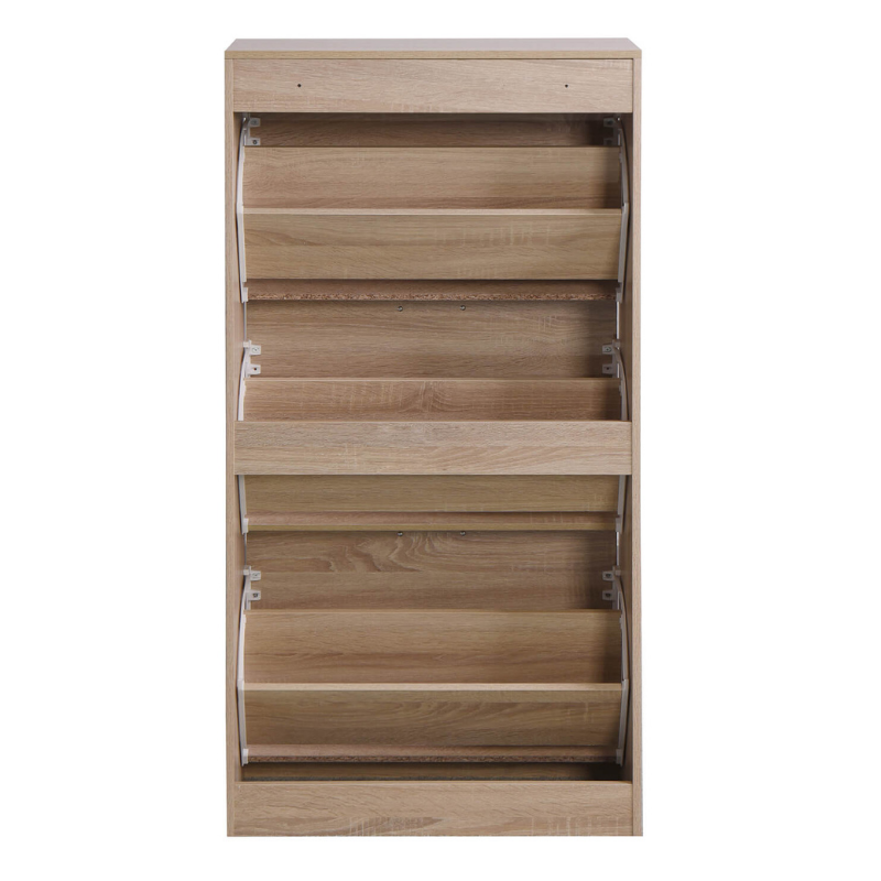 Natural Wood Shoe Cabinet with 3 Flip Drawers