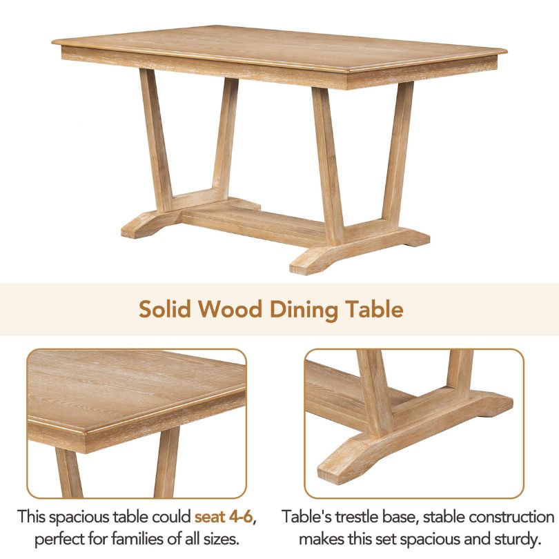 Solid wood dining table