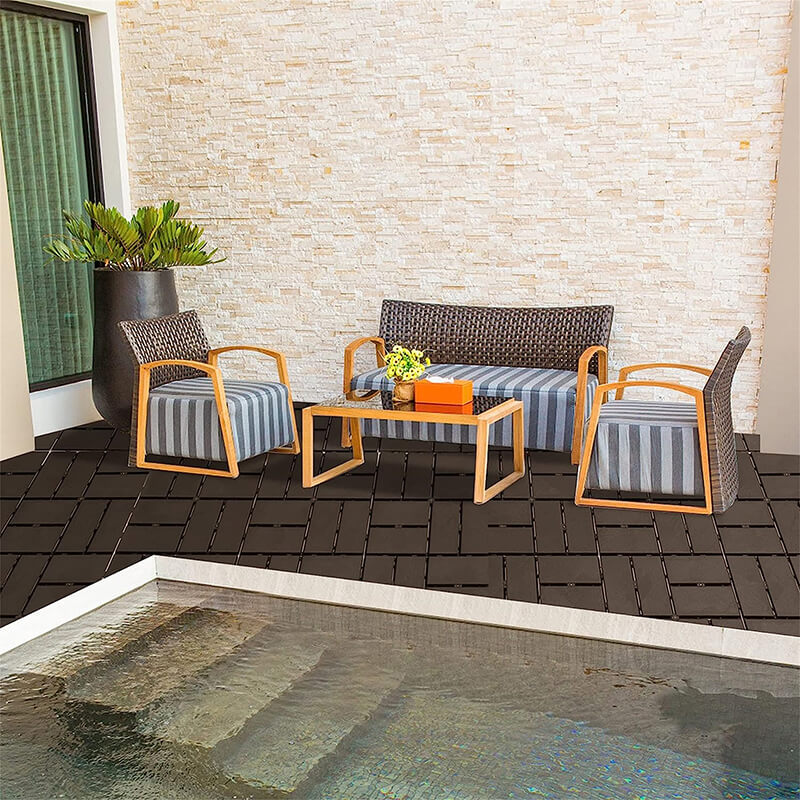 12in x 12in Interlocking Deck Tiles - Brown