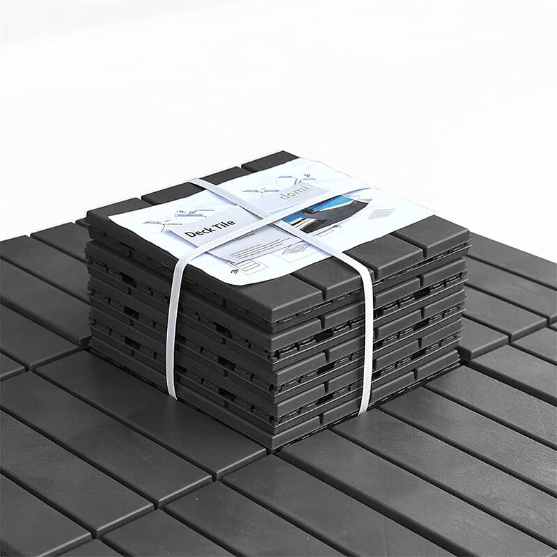 Pack of 9 12in x 12in Plastic Outdoor Interlocking Deck Tiles - Dark Gray