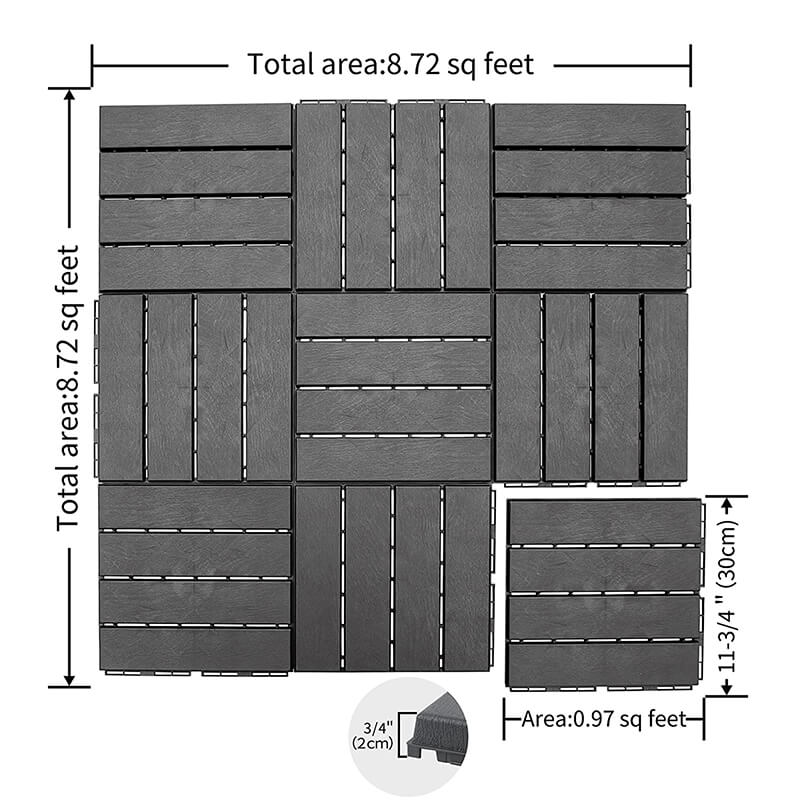 Pack of 9 Interlocking Deck Tile