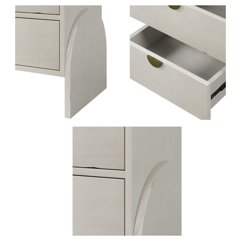 Retro White Rubber Wood Two-Drawer Nightstand