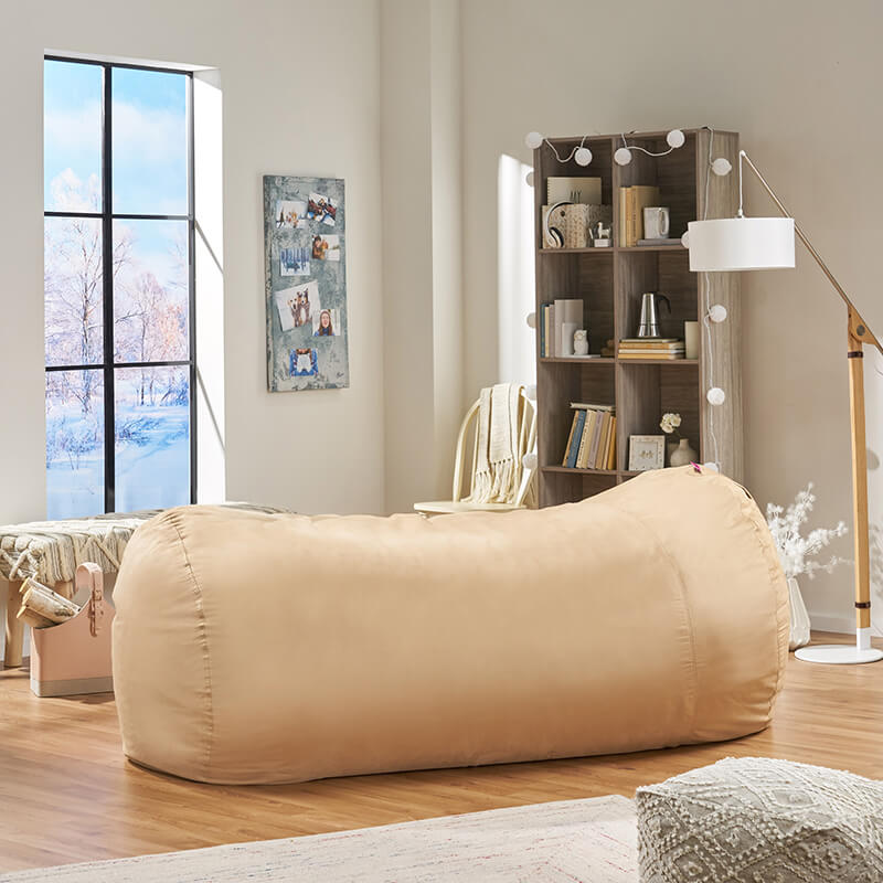 Rosella Modern Microfiber 8-Foot Beige Bean Bag