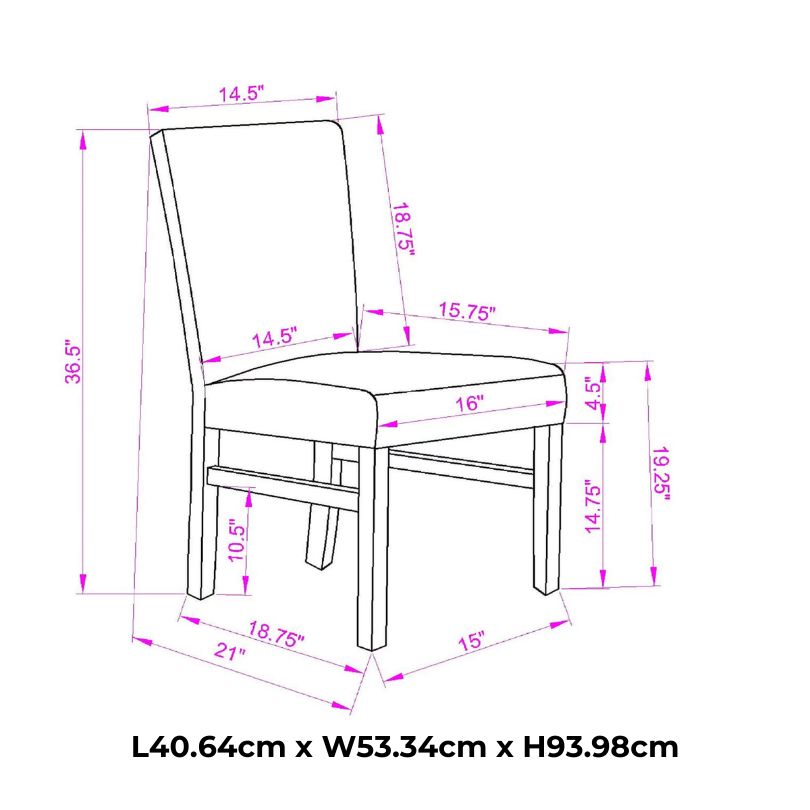 Dimension of Upholstered wood dining table chair 