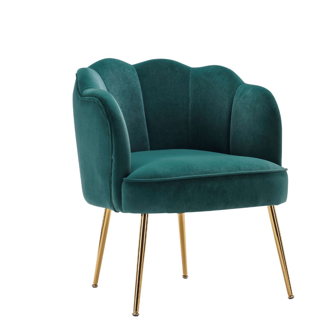 Green velvet armchair