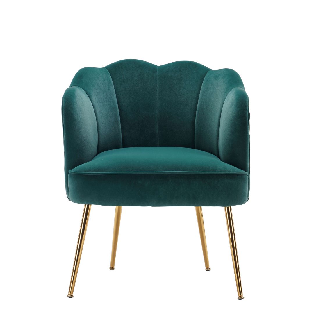 Green velvet armchair