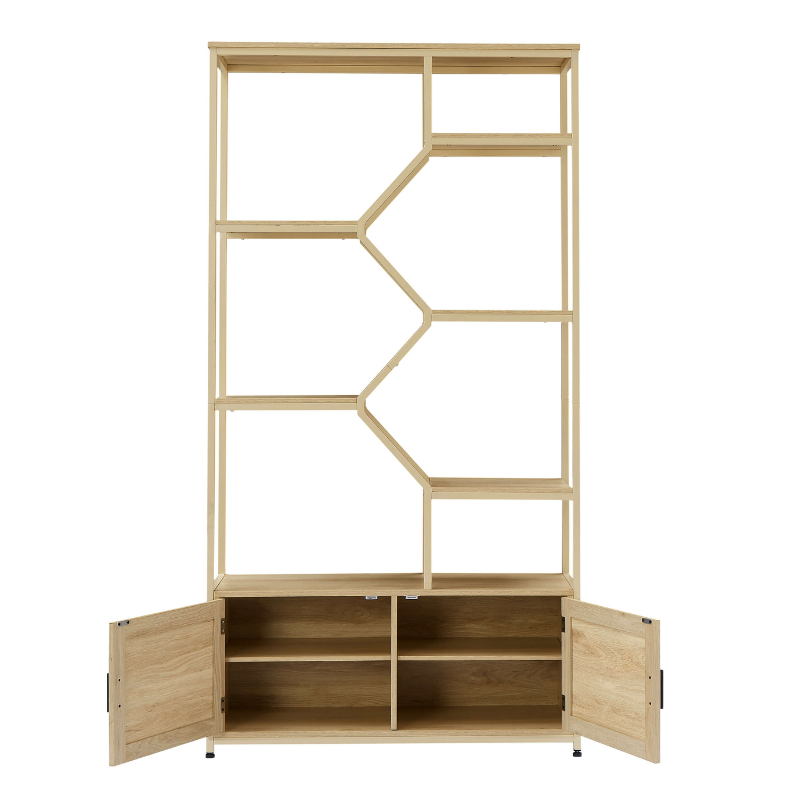 Rattan Bookshelf with Cabinet