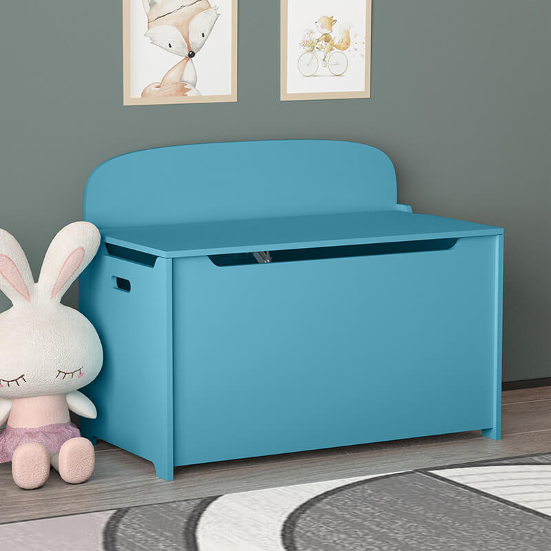 Teal Wooden Kids Toy Box 