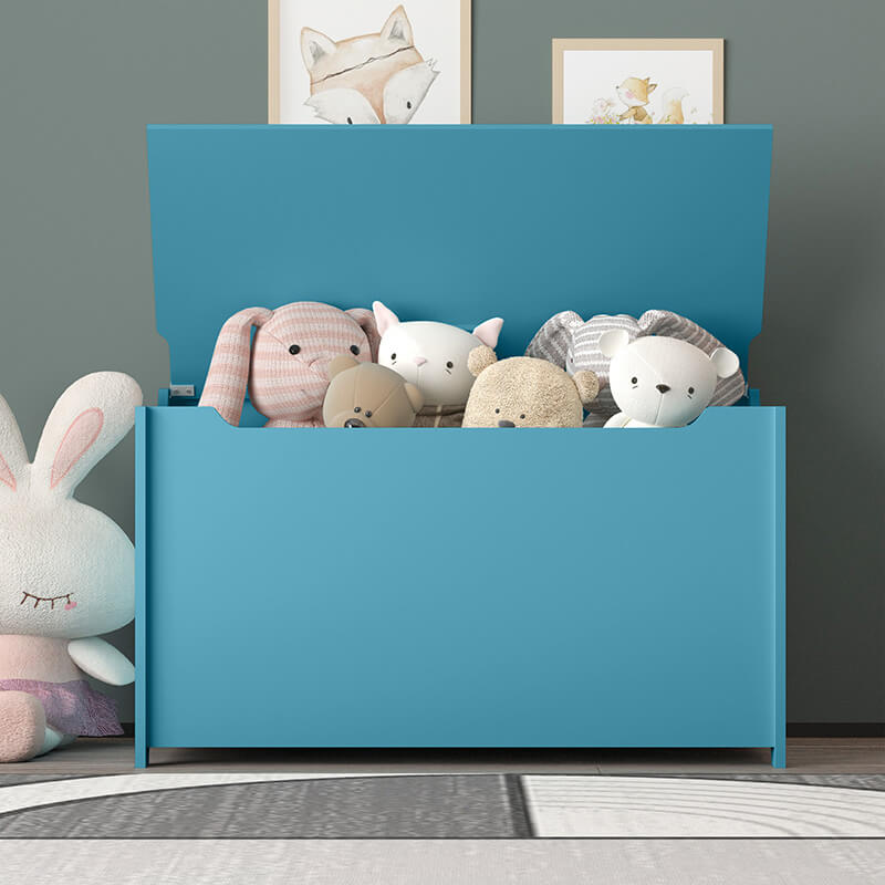 Teal Wooden Kids Toy Box and Bench