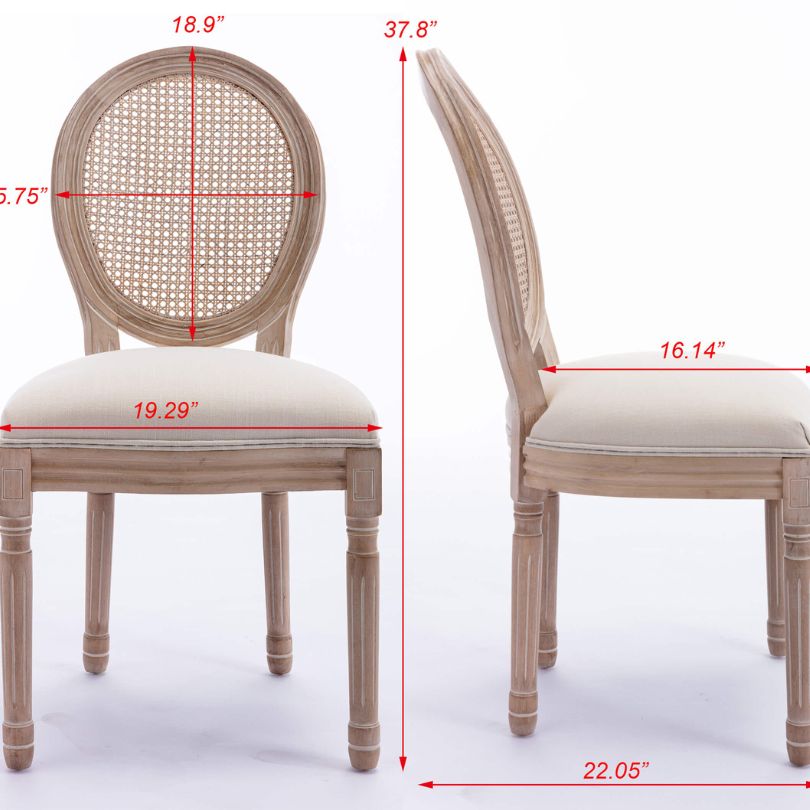 A dimension Image of the French Rattan 2-Dining Chair