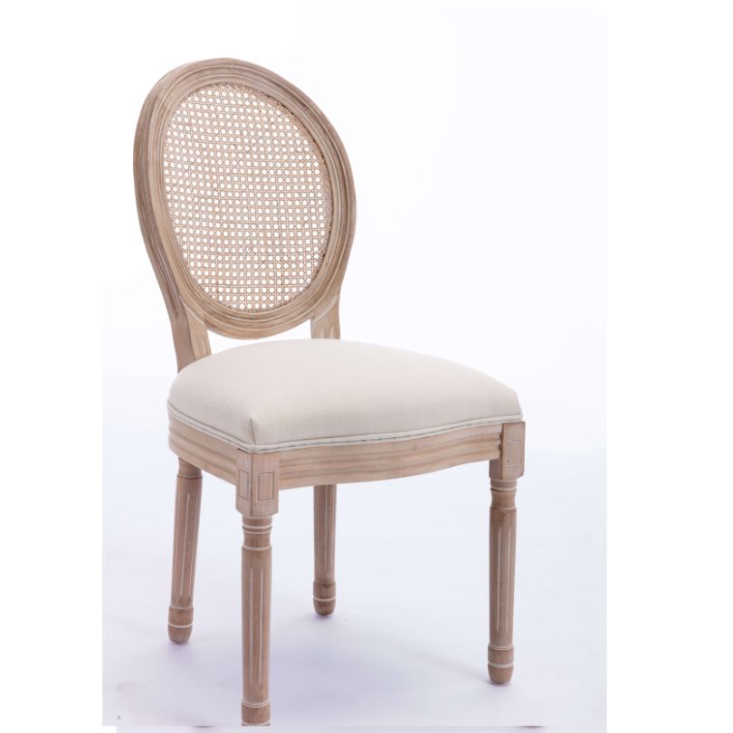 Traditional Beige French Rattan 2-Dining Chair