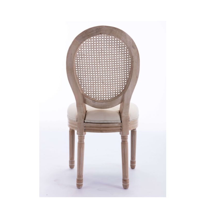 A more visible image Beige French Rattan 2-Dining Chair in a white background