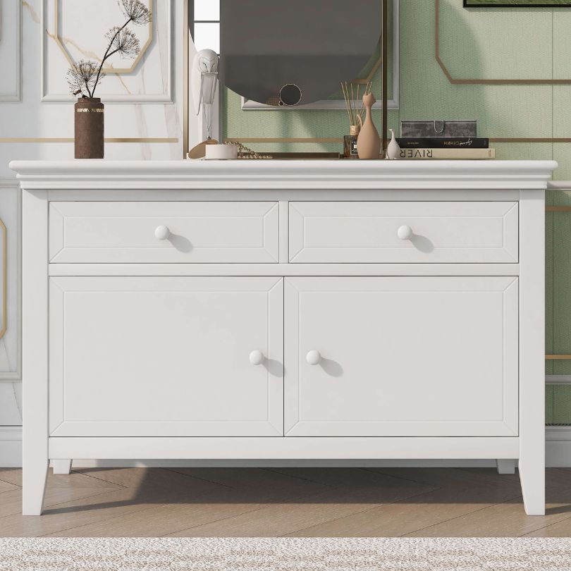 Traditional Concise White Solid Wood Dresser