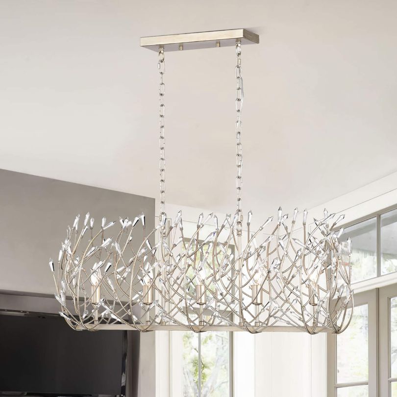 Transitional Crystal Silver Chandelier Ceiling Light 5 lights