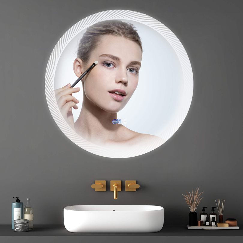 24" Round Switch-held Memory LED Wall-mounted Vanity Mirror