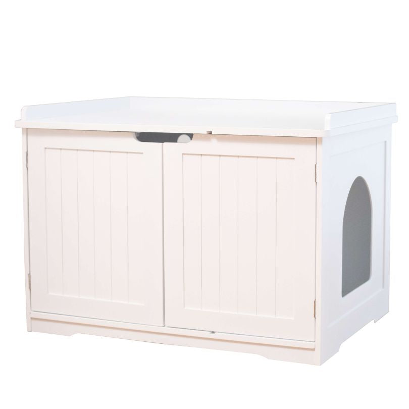 White Double Door Pet Cat Litter Box