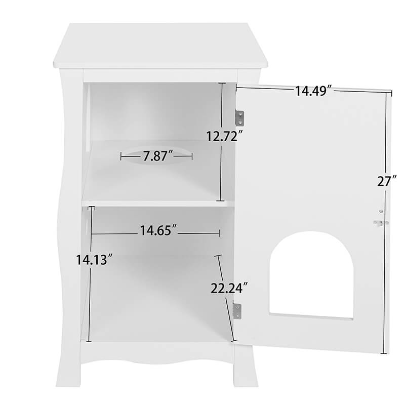 A dimension Image of our White Large Pet Crate Nightstand Hidden Cat Home 20.67" x 23.62" 