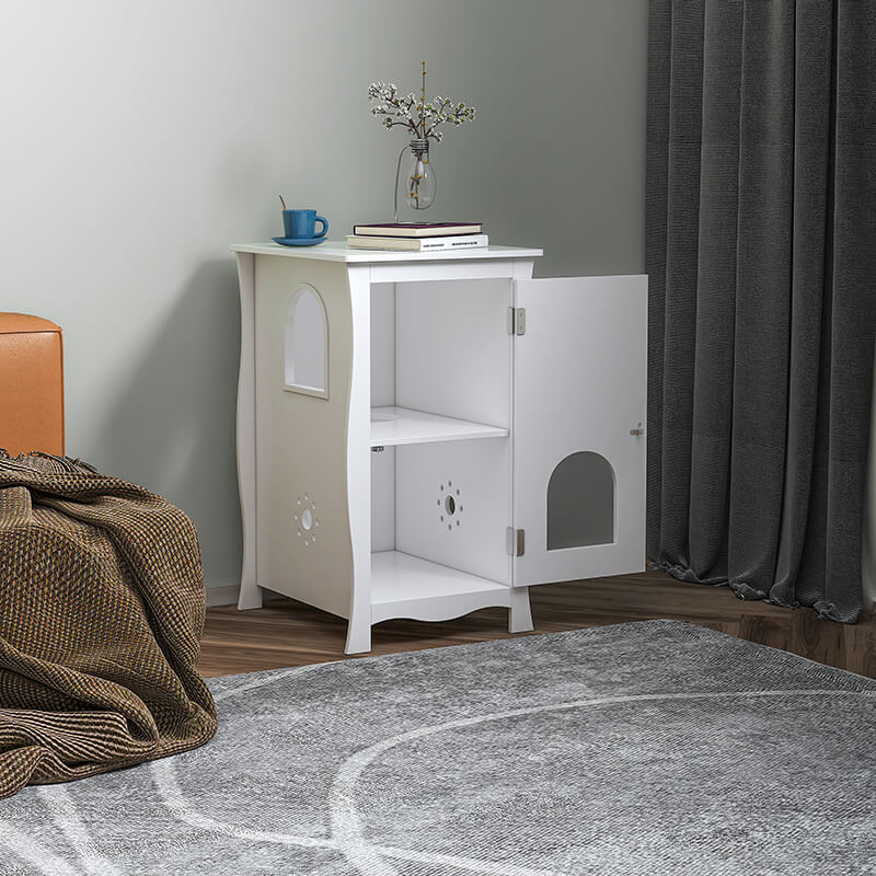 White Large Pet Crate Nightstand Hidden Cat Home 20.67" x 23.62"