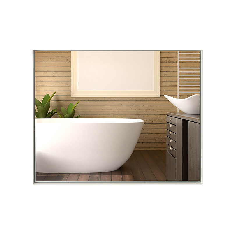 White Rectangular Wall-Mounted Beveled Bathroom Mirror - W40" x H30"