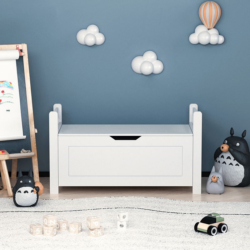 35" White Wooden Kids Toy Box Chest 