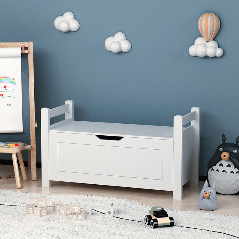 White Wooden Kids Toy Box Chest 