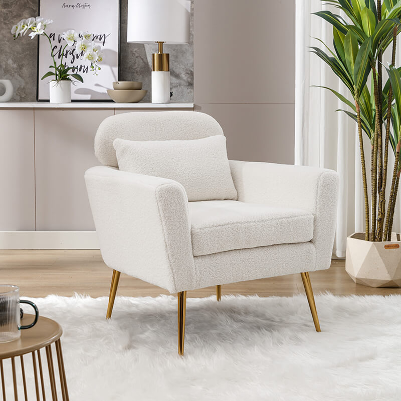 Modern Ivory Boucle Accent Chair